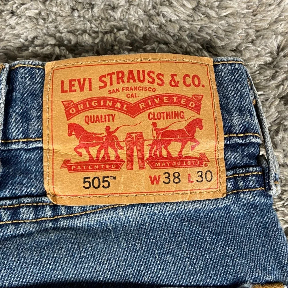 Levi's 505 Jeans Men 38x30 Blue Denim Regular Fit Straight Leg Cotton Blend Pant